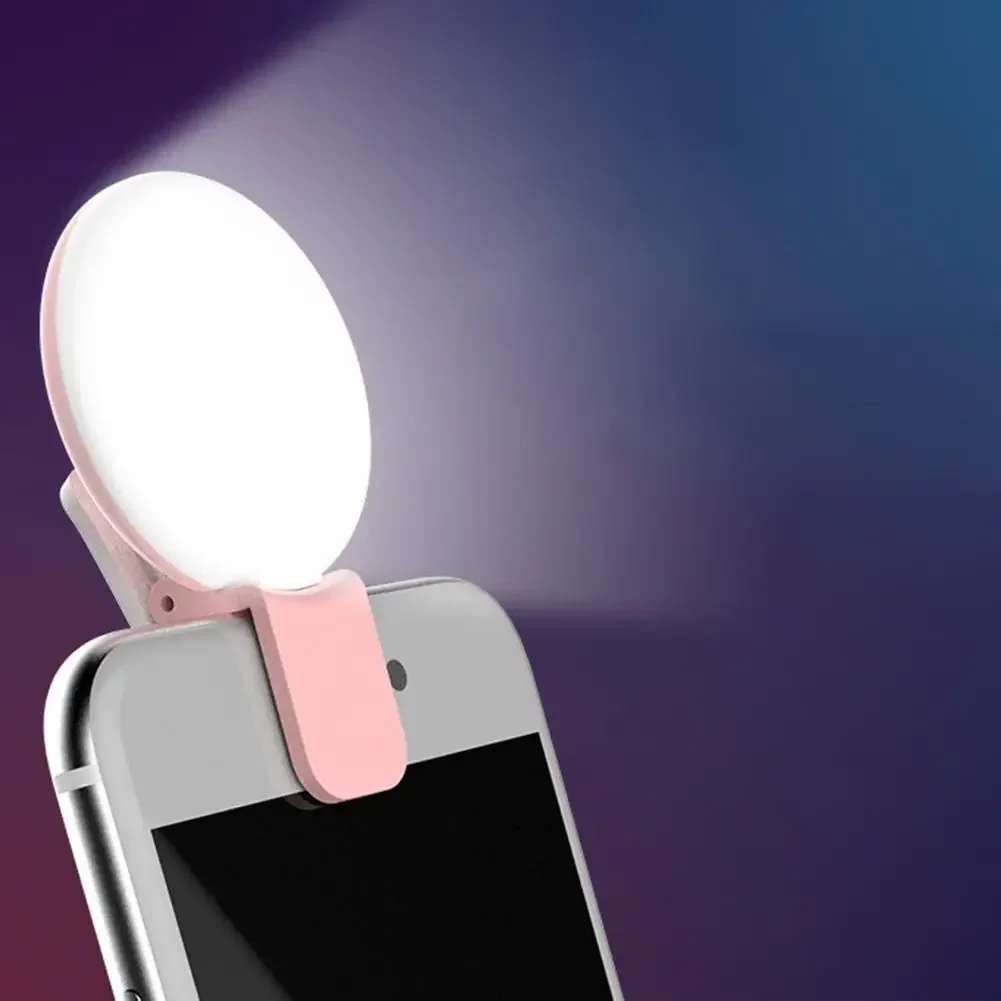 Mini LED Ring Light do Selfie – Przenośna Lampka z 3-Stopniowym Ściemnianiem, Klips do Telefonu i Tabletu
