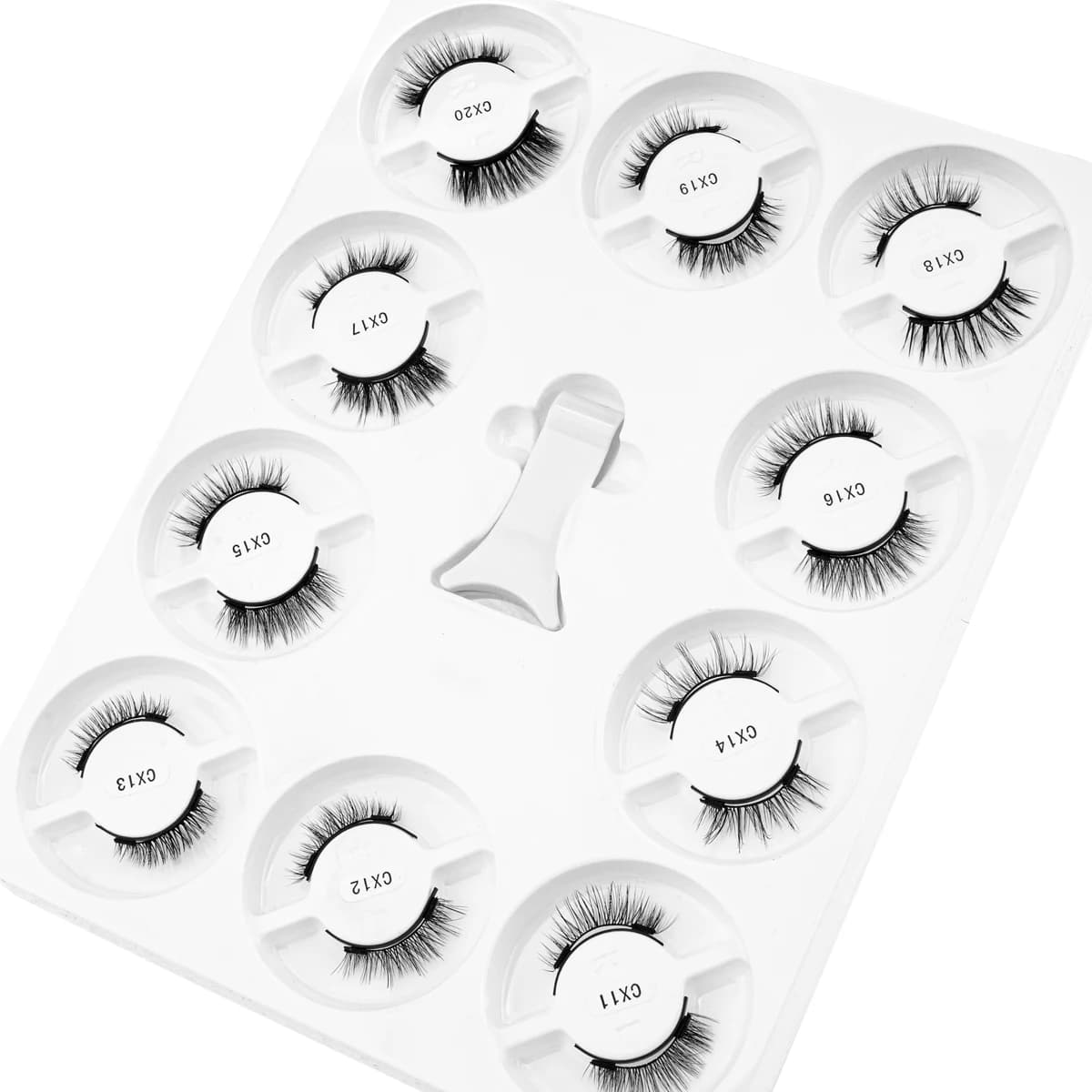 Zestaw Magnetycznych Rzęs 5/10 Par – Ręcznie Robione, Puszyste Rzęsy 3D Faux Mink z Zalotką i Pęsetą, Przedłużanie i Makijaż