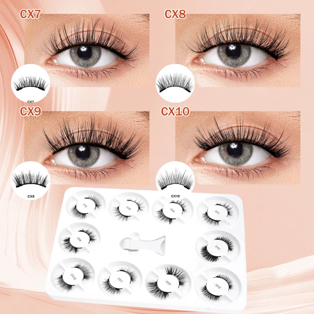 Zestaw Magnetycznych Rzęs 5/10 Par – Ręcznie Robione, Puszyste Rzęsy 3D Faux Mink z Zalotką i Pęsetą, Przedłużanie i Makijaż