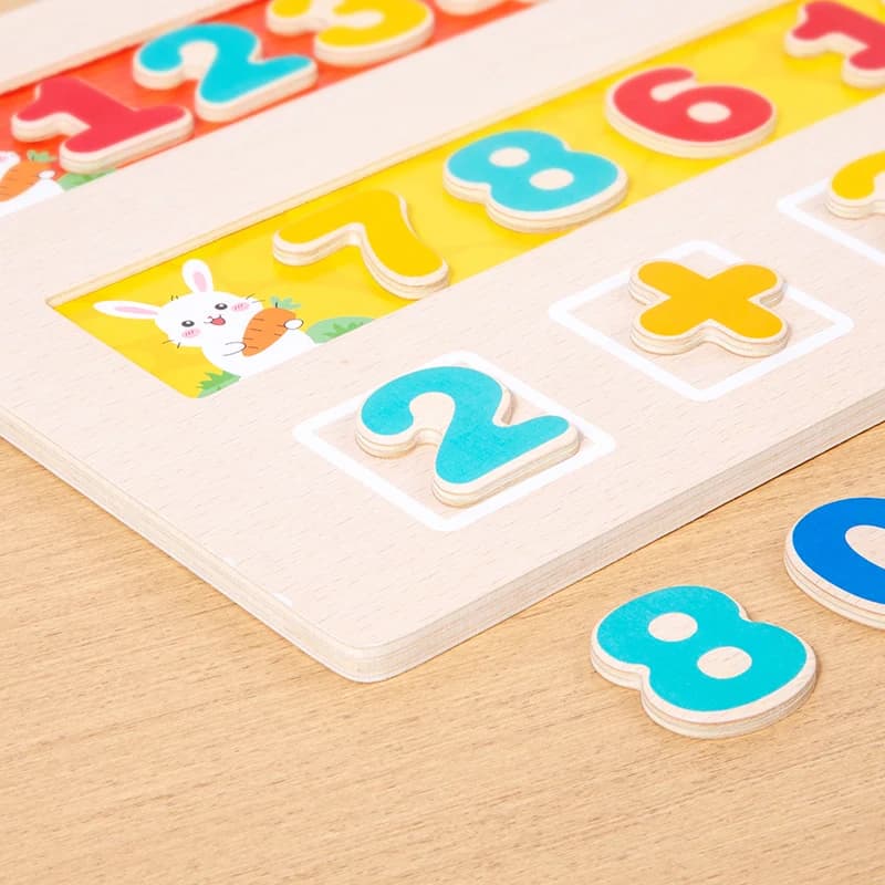 Drewniana Tablica Edukacyjna „Marchewki” do Nauki Dodawania i Odejmowania – Kolorowa Tablica z Liczbami dla Dzieci | Drewniana Zabawka Edukacyjna z Liczbami